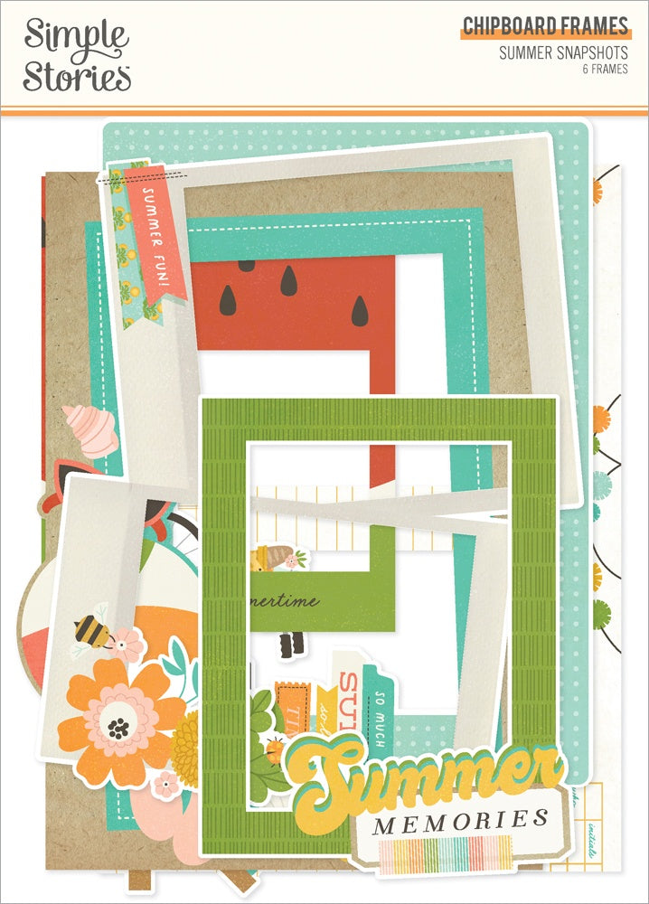 702687PK.jpg Simple Stories SUMMER SNAPSHOTS Chipboard Frames 6pc - Image 1
