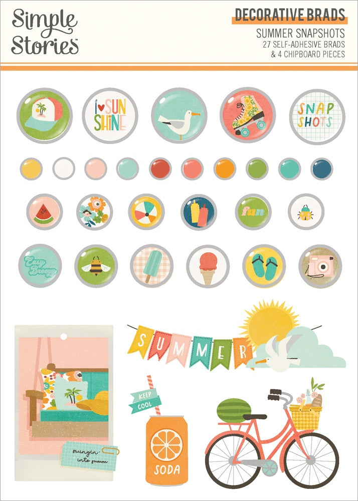 702689PK.jpg Simple Stories FRESH AIR DECORATIVE BRADS Self Adhesive Chipboard - Image 1