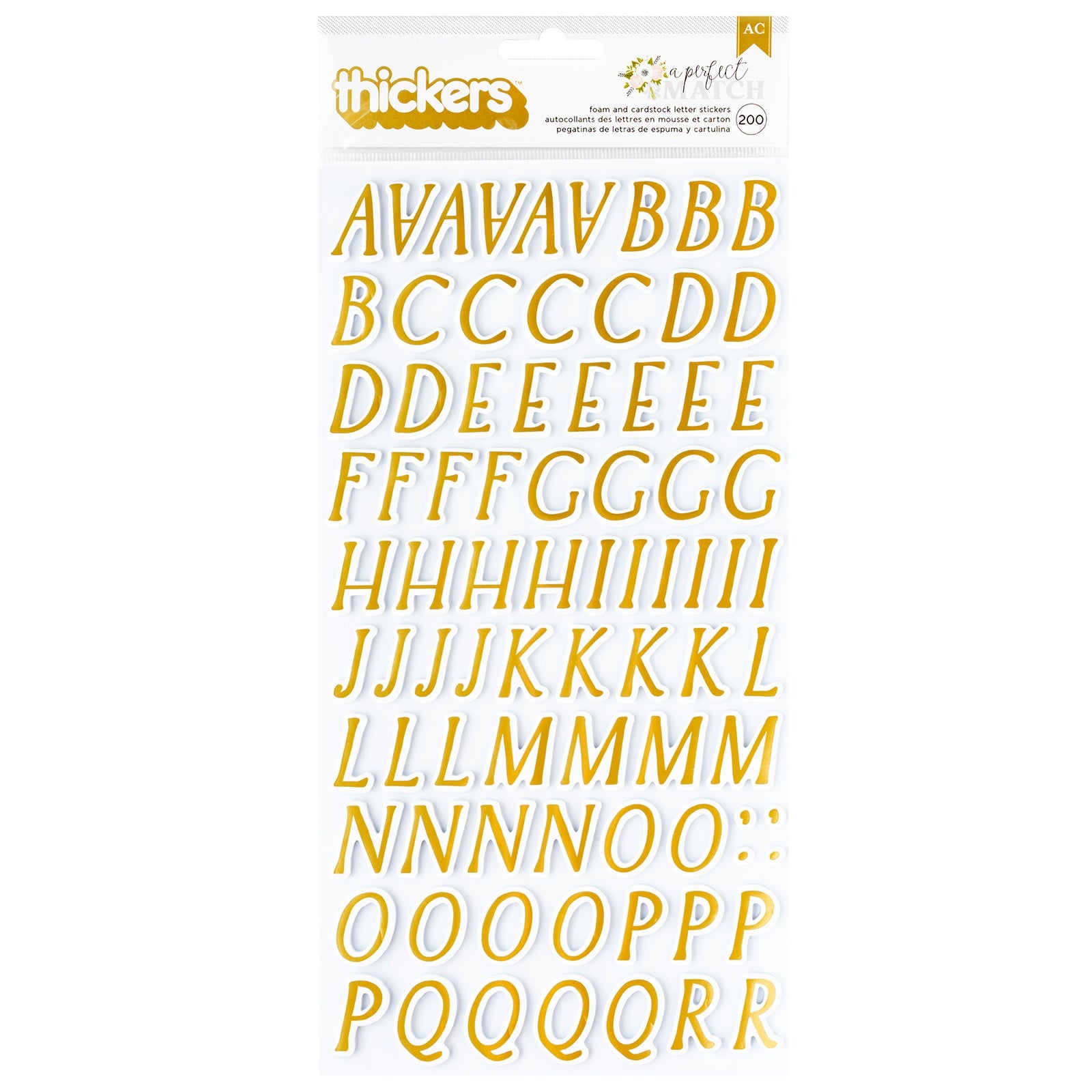 702832PK.jpg American Crafts Thickers A PERFECT MATCH Foam And Cardstock Letter Stickers - Image 1