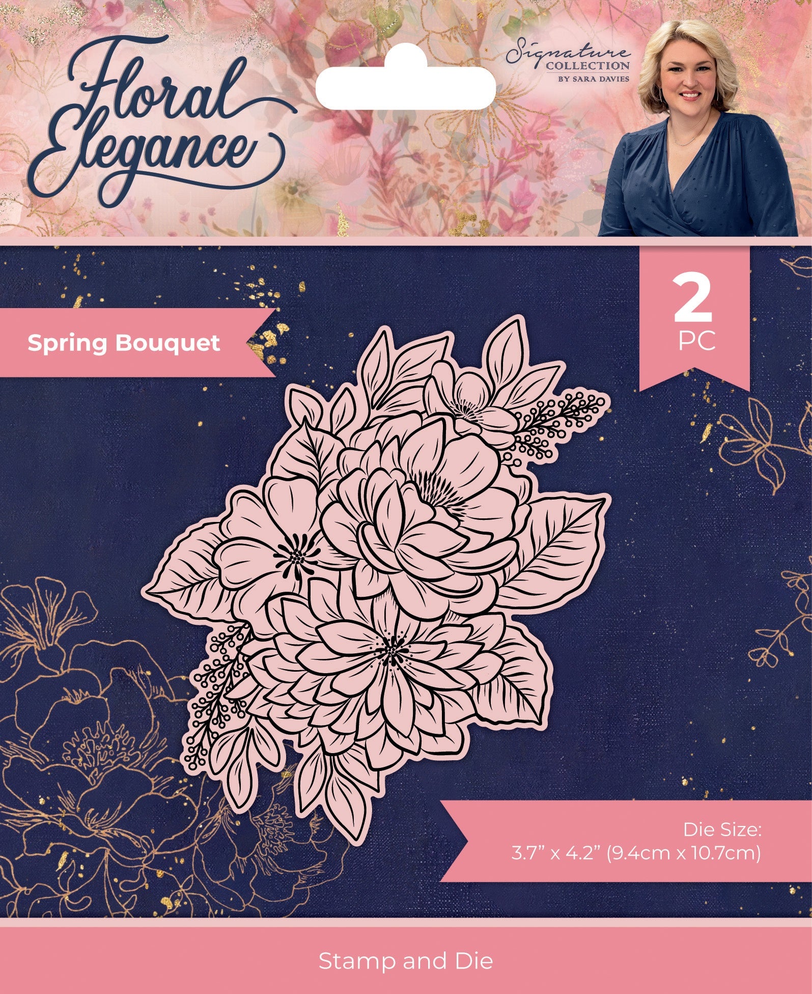 703245PK.jpg Crafters Companion Floral Elegance Signature Collection Stamp and Die SPRING BOUQUET 2pc - Image 1