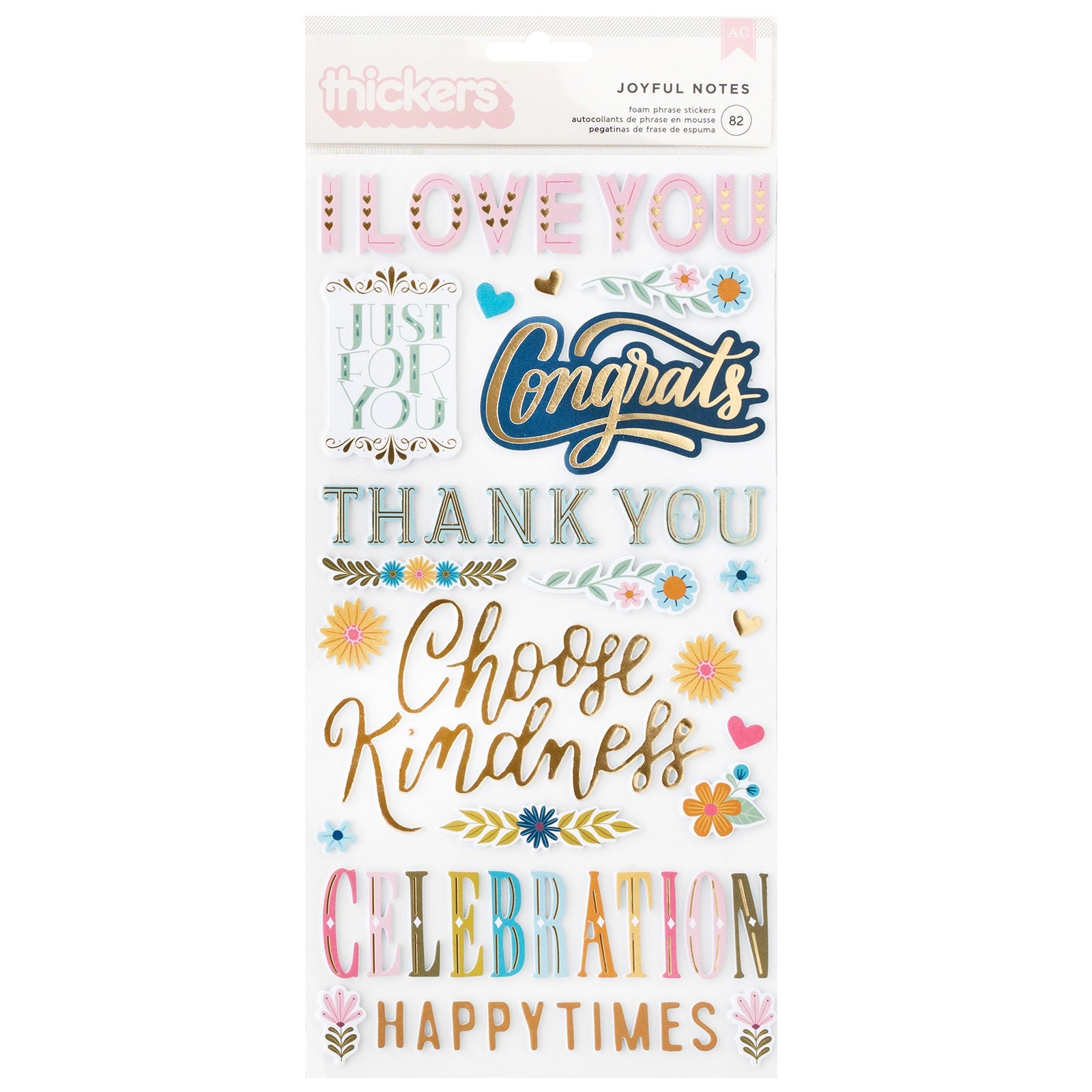 703623PK.jpg Thickers Pink Paislee JOYFUL NOTES Foam Phrase - Image 1