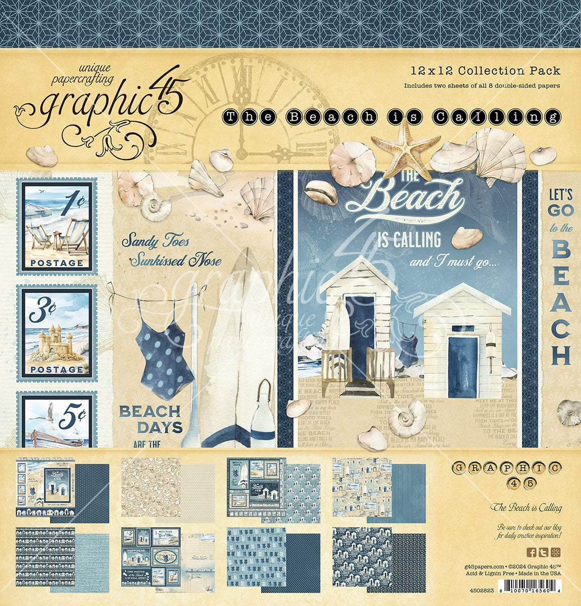 704031PK.jpg Graphic 45 BEACH IS CALLING 12X12 Scrapbook Collection Pack - Image 1