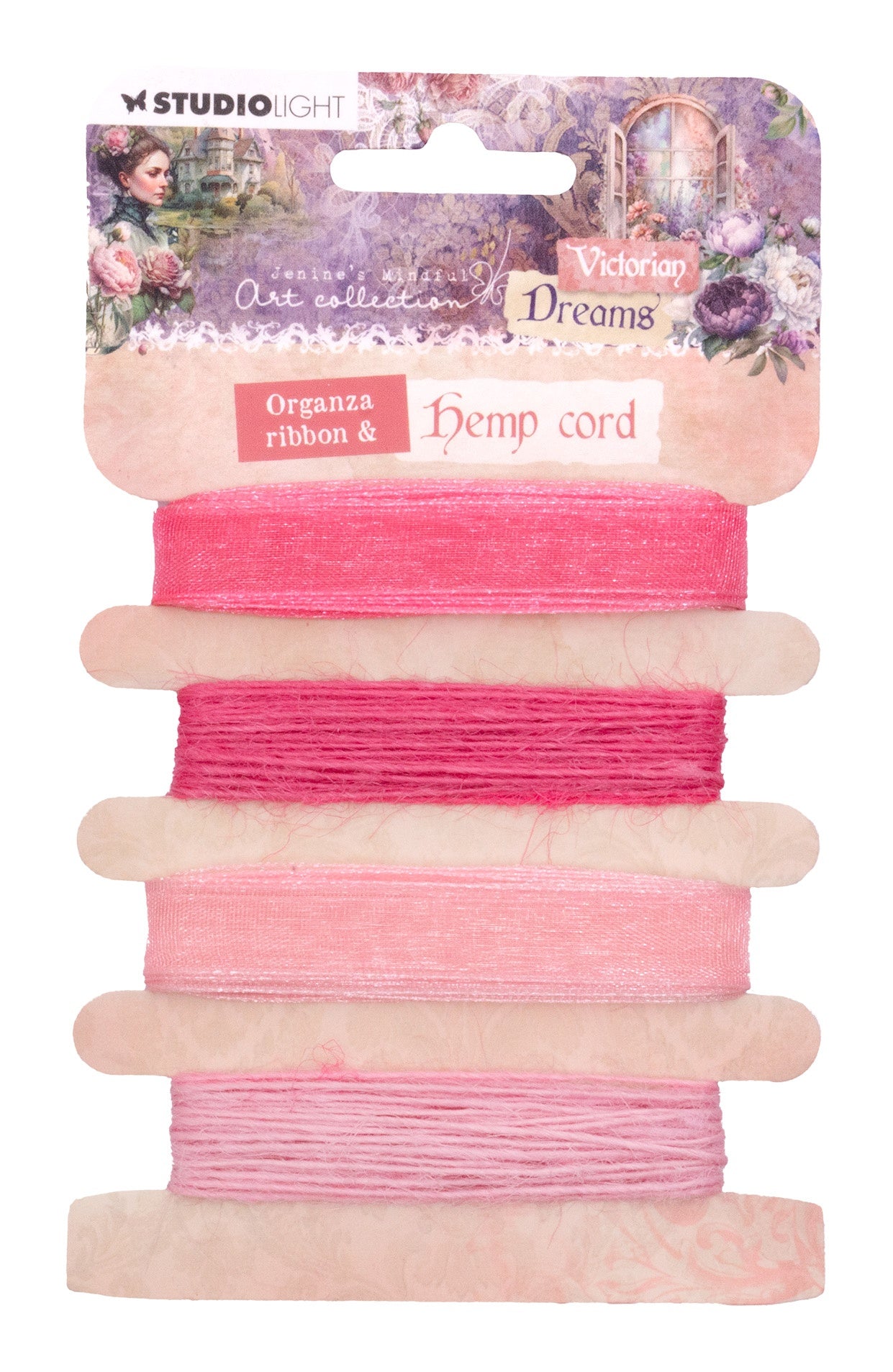 704110PK.jpg Studio Light Jeanine’s Mindful VICTORIAN DREAMS ORGANZA RIBBON & Hemp Cord - Image 1