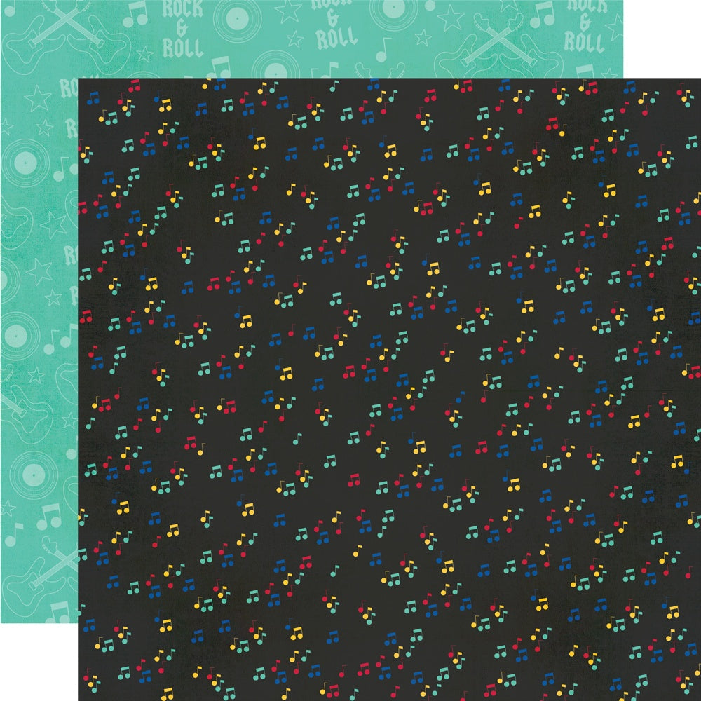 706402PR.jpg Simple Stories Say Cheese TINSELTOWN ROCK & ROLL 12”X12” Scrapbook Paper - Image 1