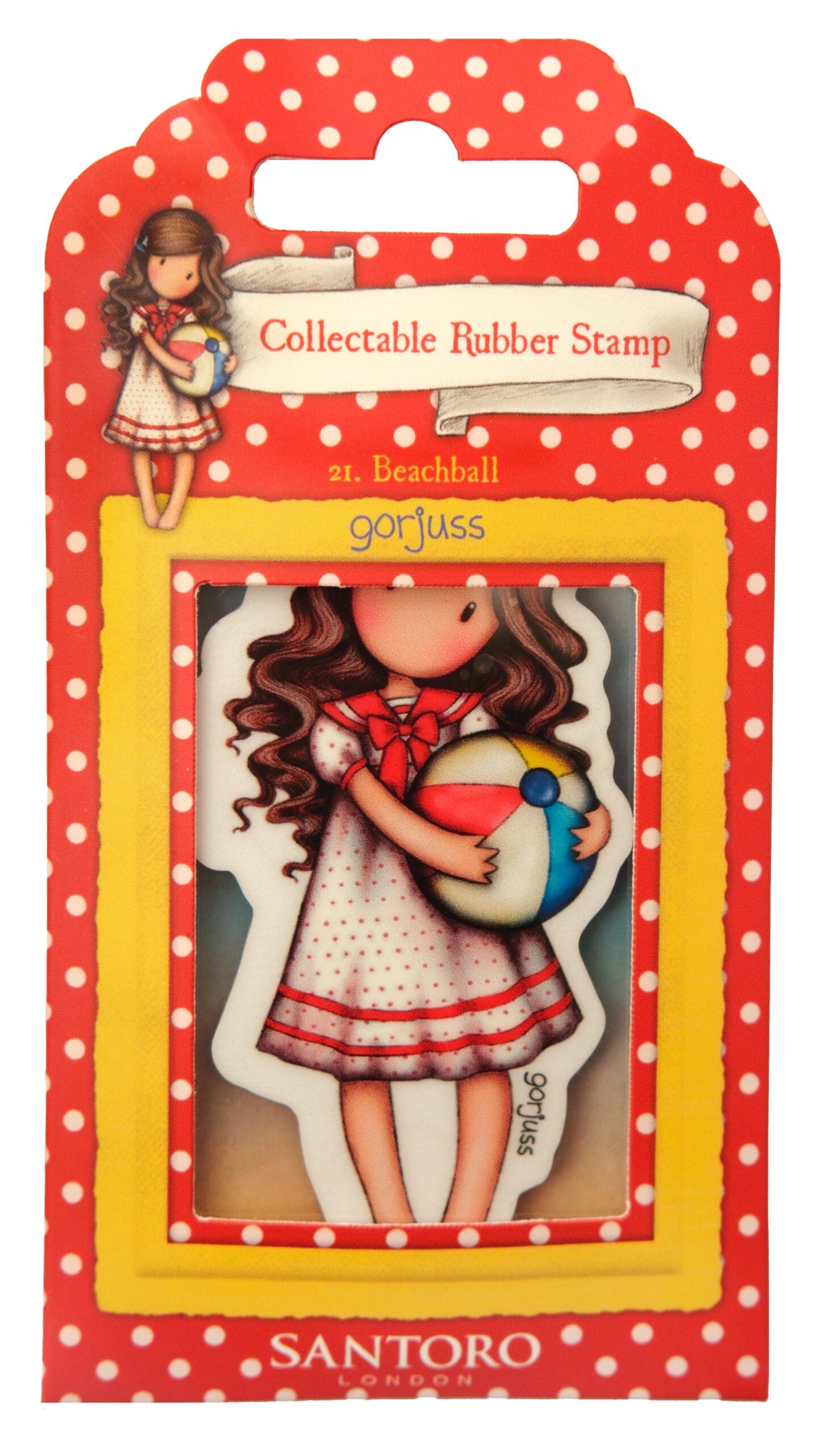 707657PK.jpg Santoro Gorjuss 21. BEACHBALL Collectable Cling Rubber Stamp - Image 1