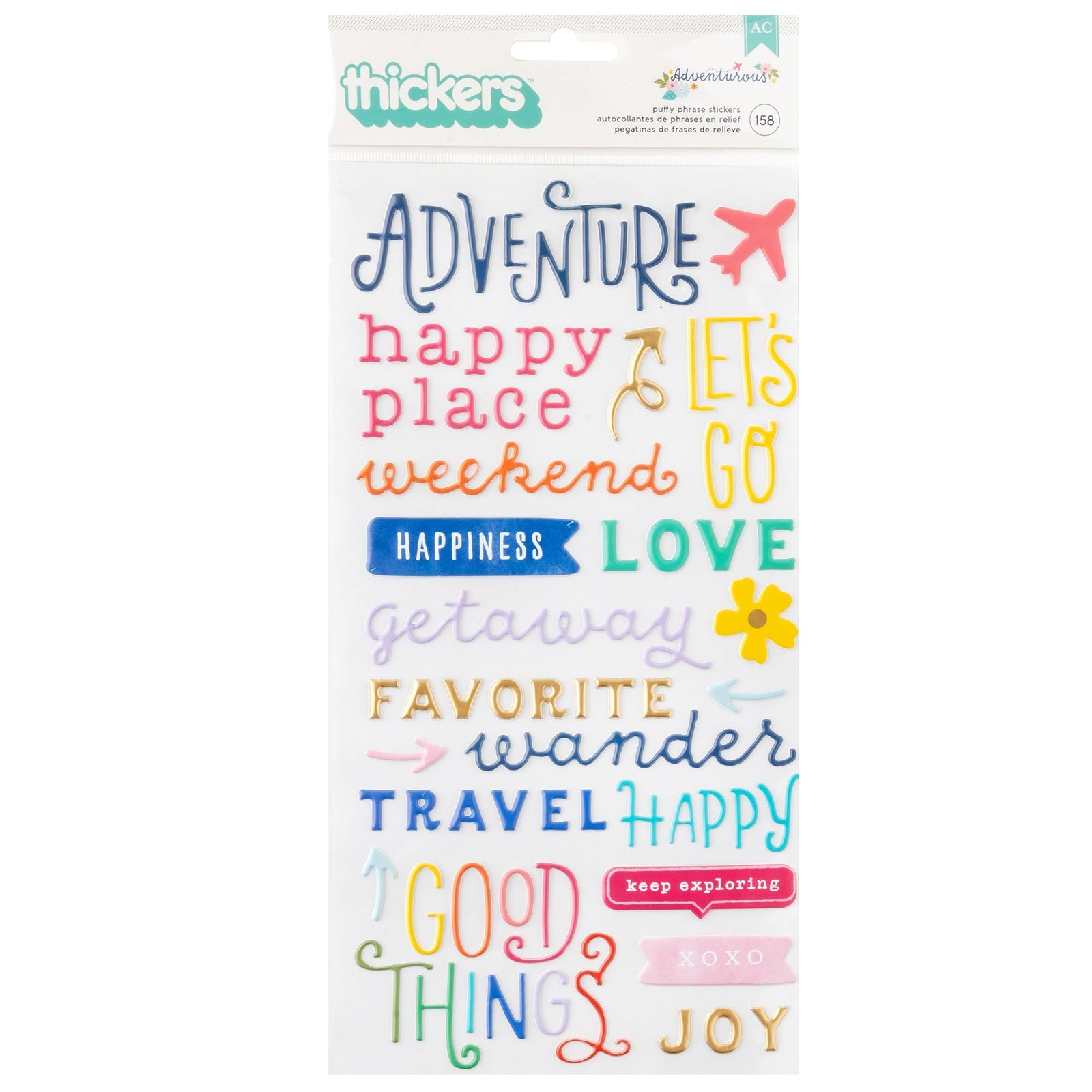 709336PK.jpg Thickers Paige Evans ADVENTUROUS PUFFY PHRASE STICKERS - Image 1
