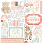 Echo Park IT’S A GIRL Chipboard Accents 39pc