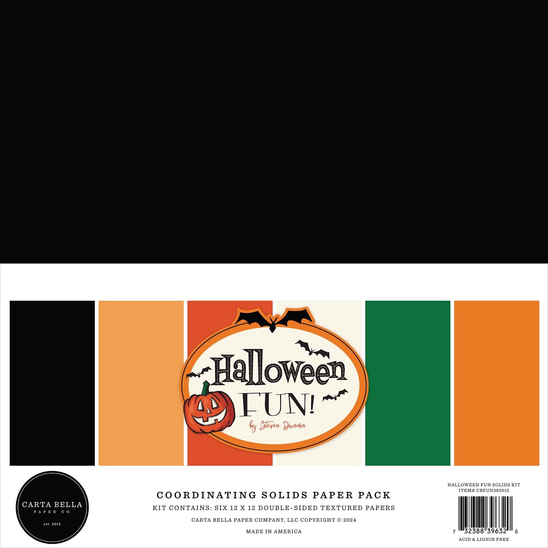 711188PK.jpg Carta Bella HALLOWEEN FUN SOLIDS 12"X12" Paper Pack - Image 1