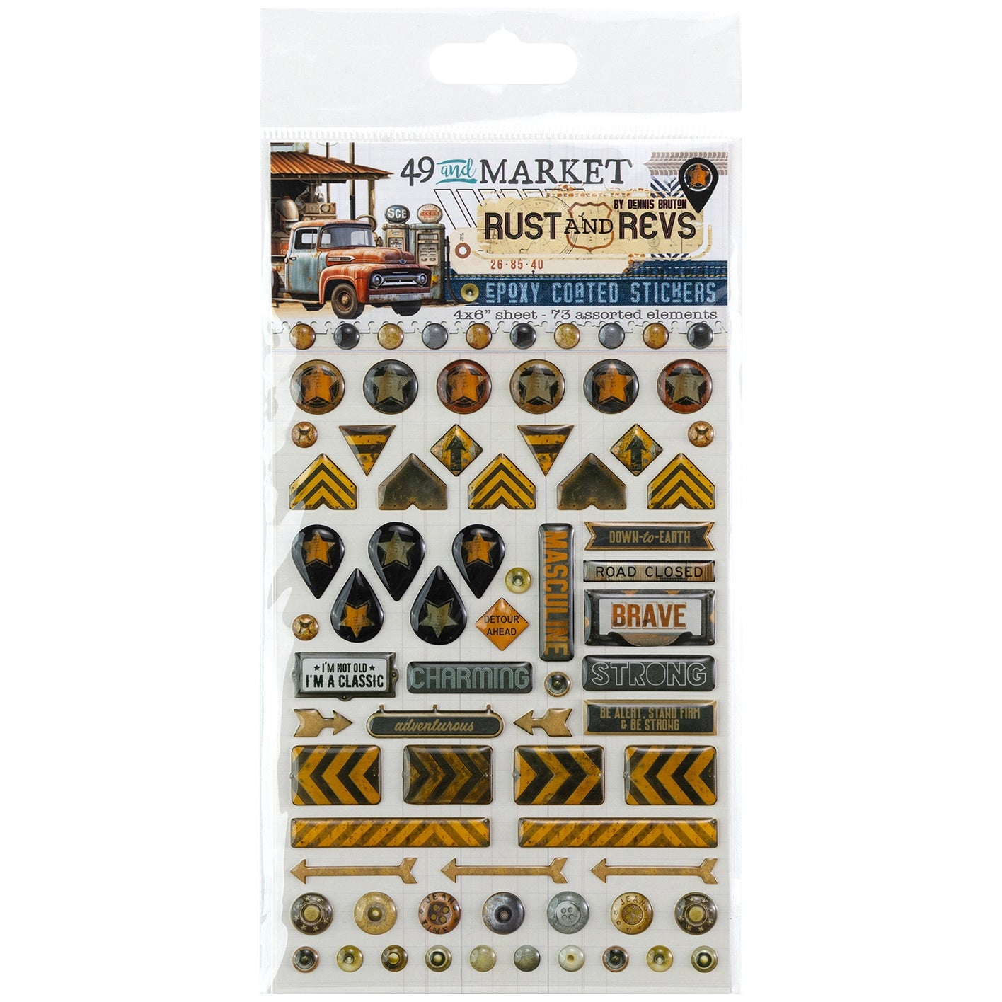 711982PK.jpg 49 and Market RUST AND REVS Epoxy Coated Stickers - Image 1