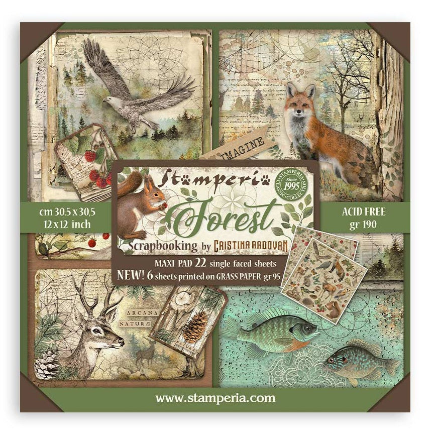 713999PK.jpg Stamperia FOREST MAXI PAD 12"X12" Scrapbooking Paper Pack - Image 1