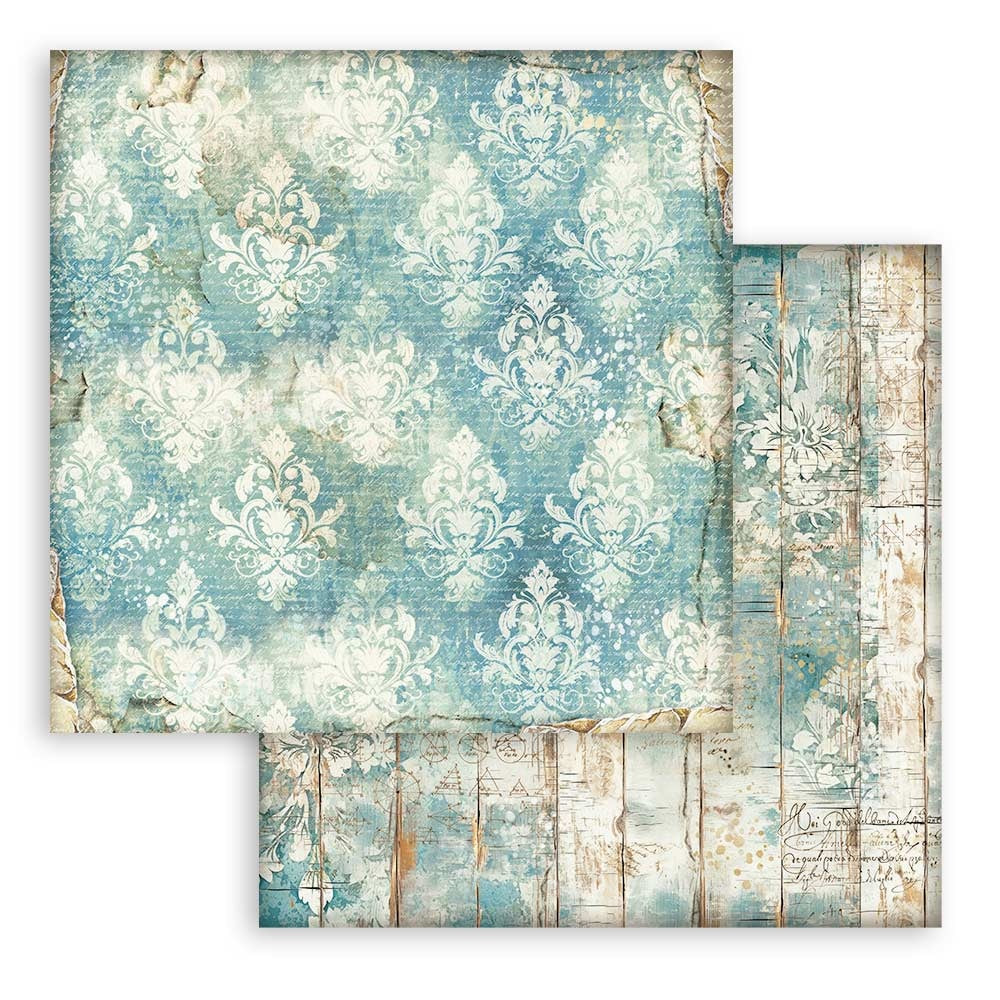 715161PR_78498e84-8610-4970-a96f-4d4da0a0bbb3.jpg Stamperia Alterego TURQUOISE WALLPAPER SBB1030 12X12 Scrapbook Paper - Image 1