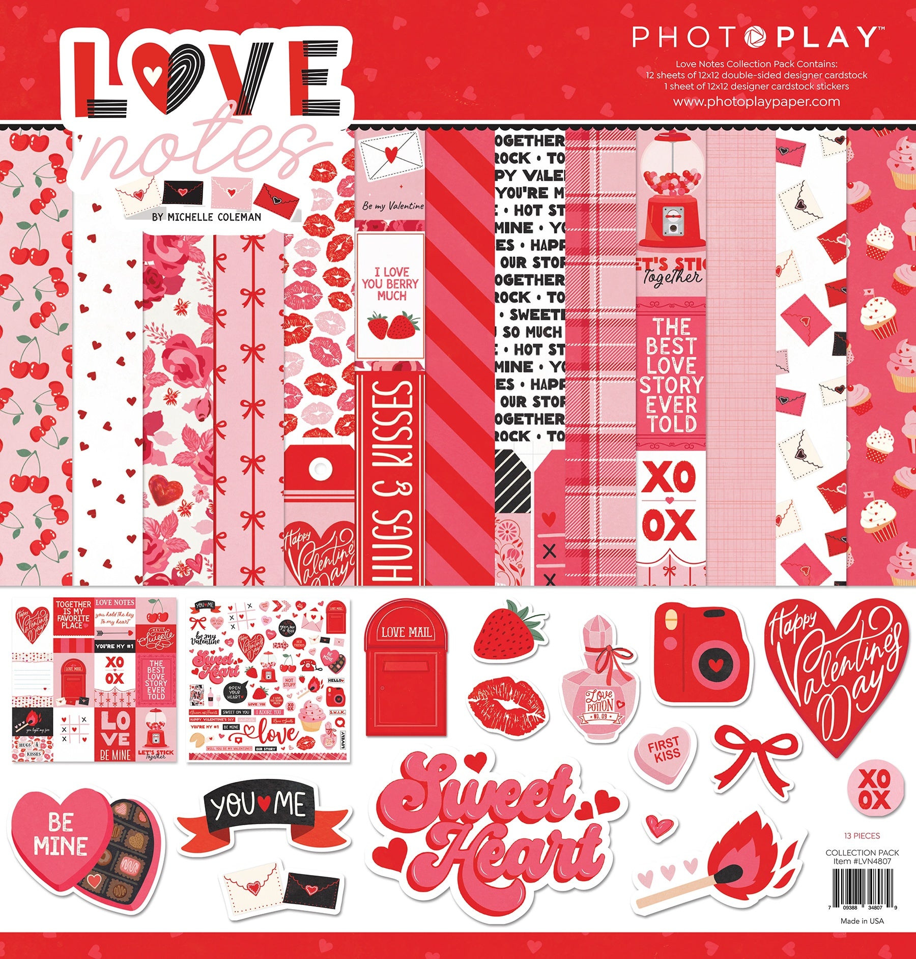 717009PK.jpg Photoplay LOVE NOTES 12”X12” Paper Collection Pack - Image 1