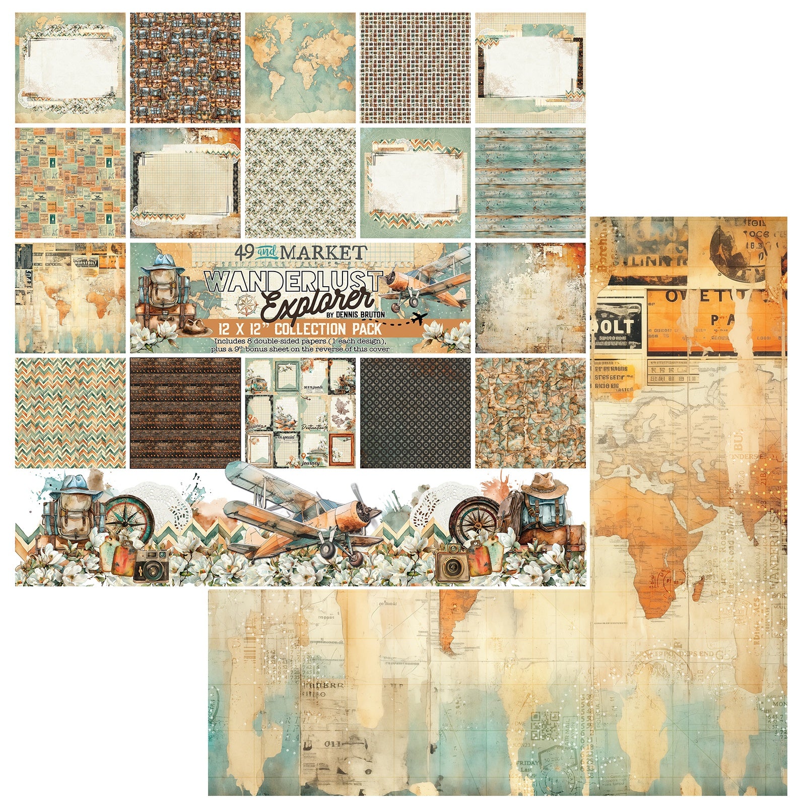 717297DT.jpg 49 and Market WANDERLUST EXPLORER 12X12 Collection Paper Pack - Image 1