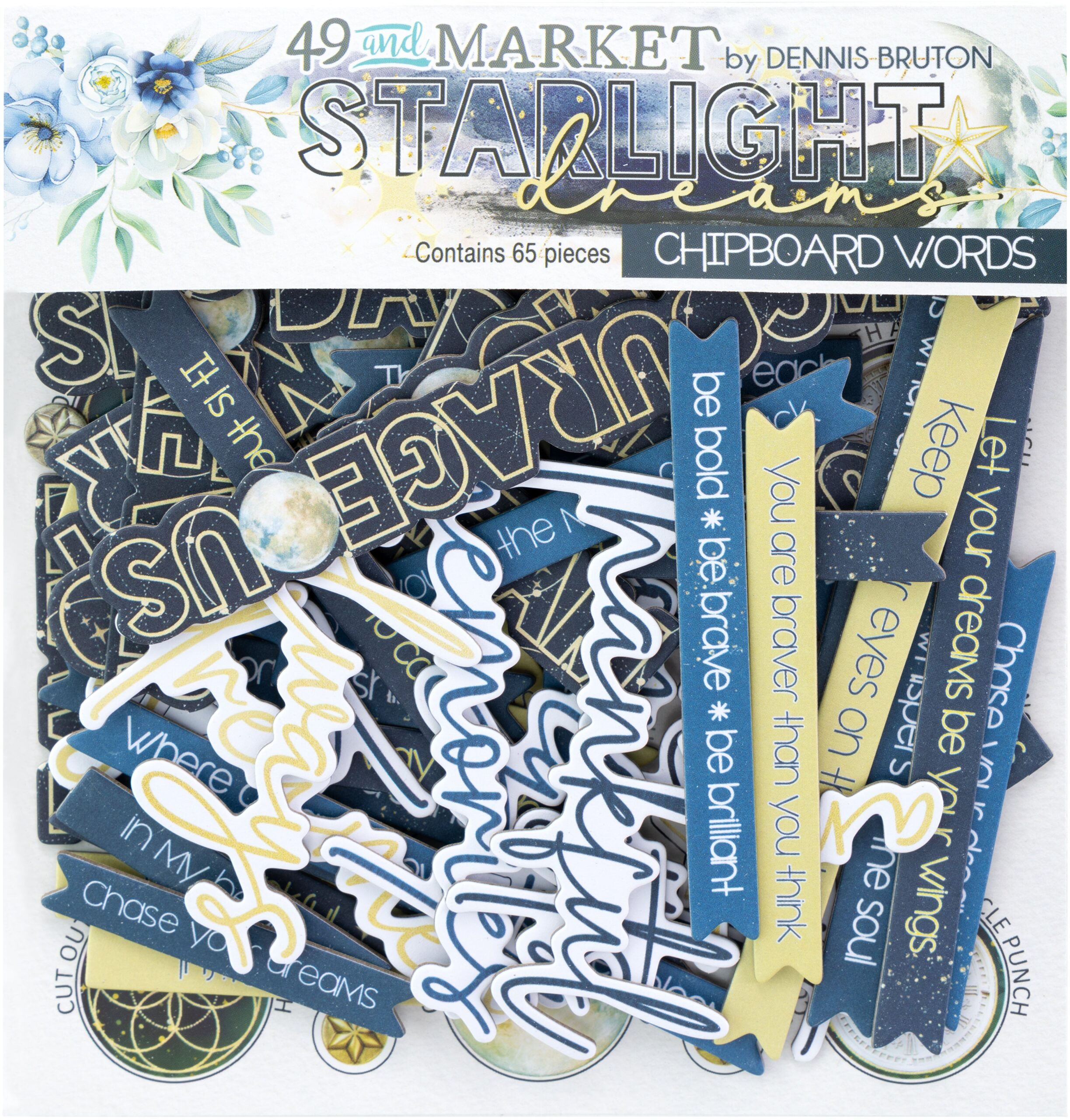 717348PK.jpg 49 and Market STARLIGHT DREAMS Chipboard Words 65pc - Image 1