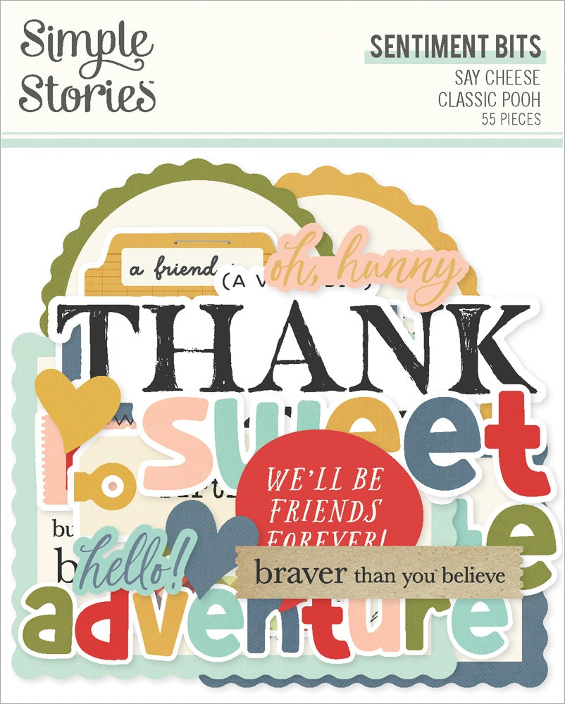 718401PK.jpg Simple Stories SAY CHEESE CLASSIC POOH Sentiment Bits 55pc - Image 1