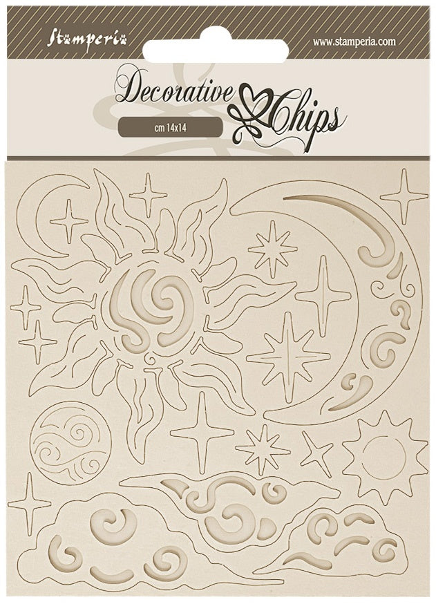 718907PK.jpg Stamperia Decorative Chips SUN & MOON 20pc - Image 1