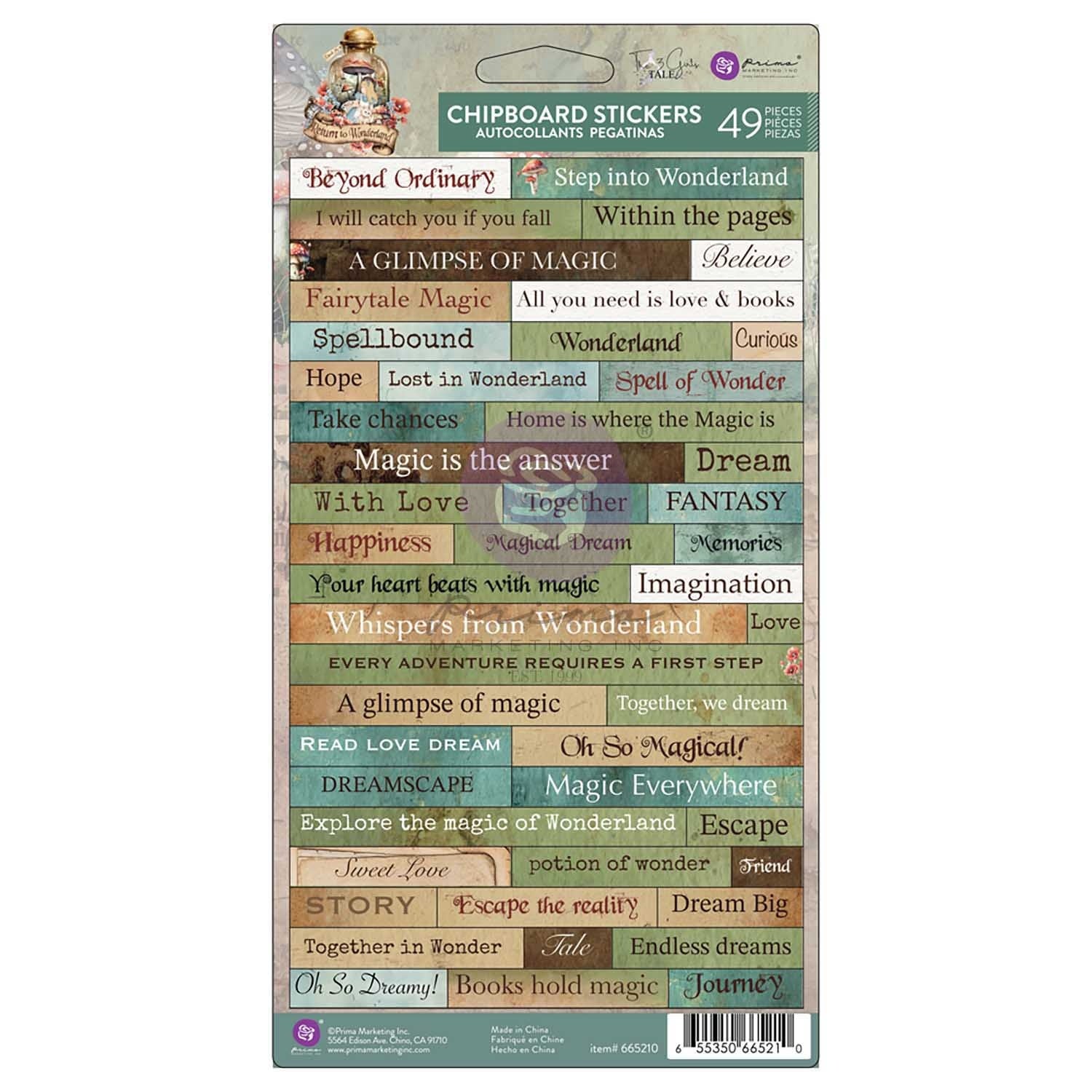 720049PK.jpg Prima RETURN TO WONDERLAND CHIPBOARD STICKERS 49pc - Image 1
