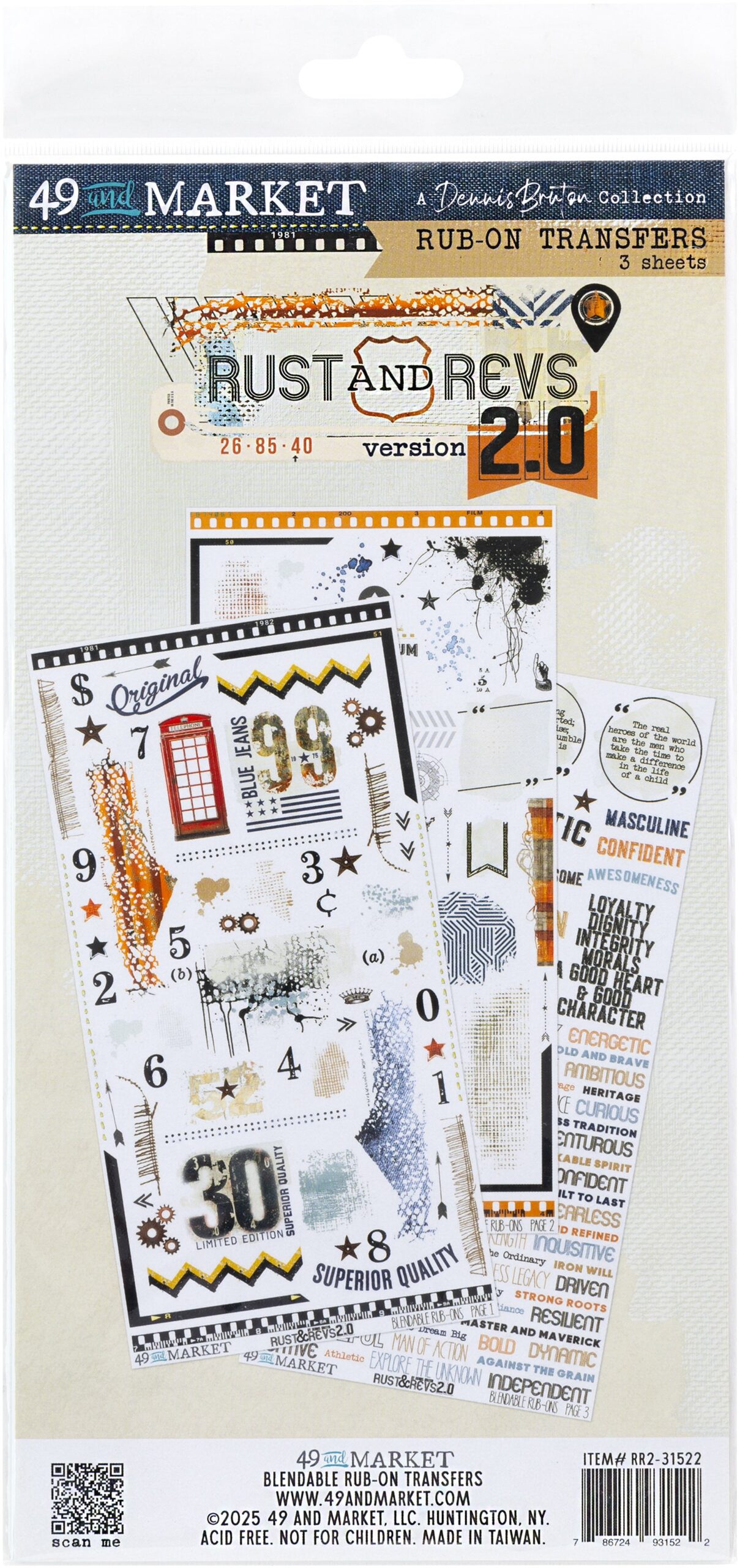 720166PK.jpg 49 and Market RUST AND REVS 2.0 Rub-On Transfers - Image 1