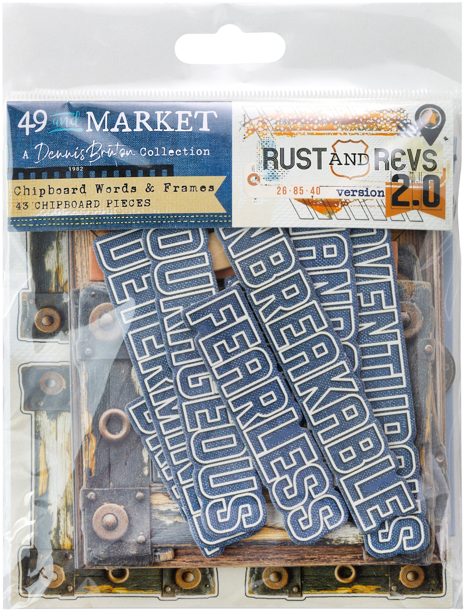 720179PK.jpg 49 and Market RUST AND REVS 2.0 Chipboard Words & Frames - Image 1