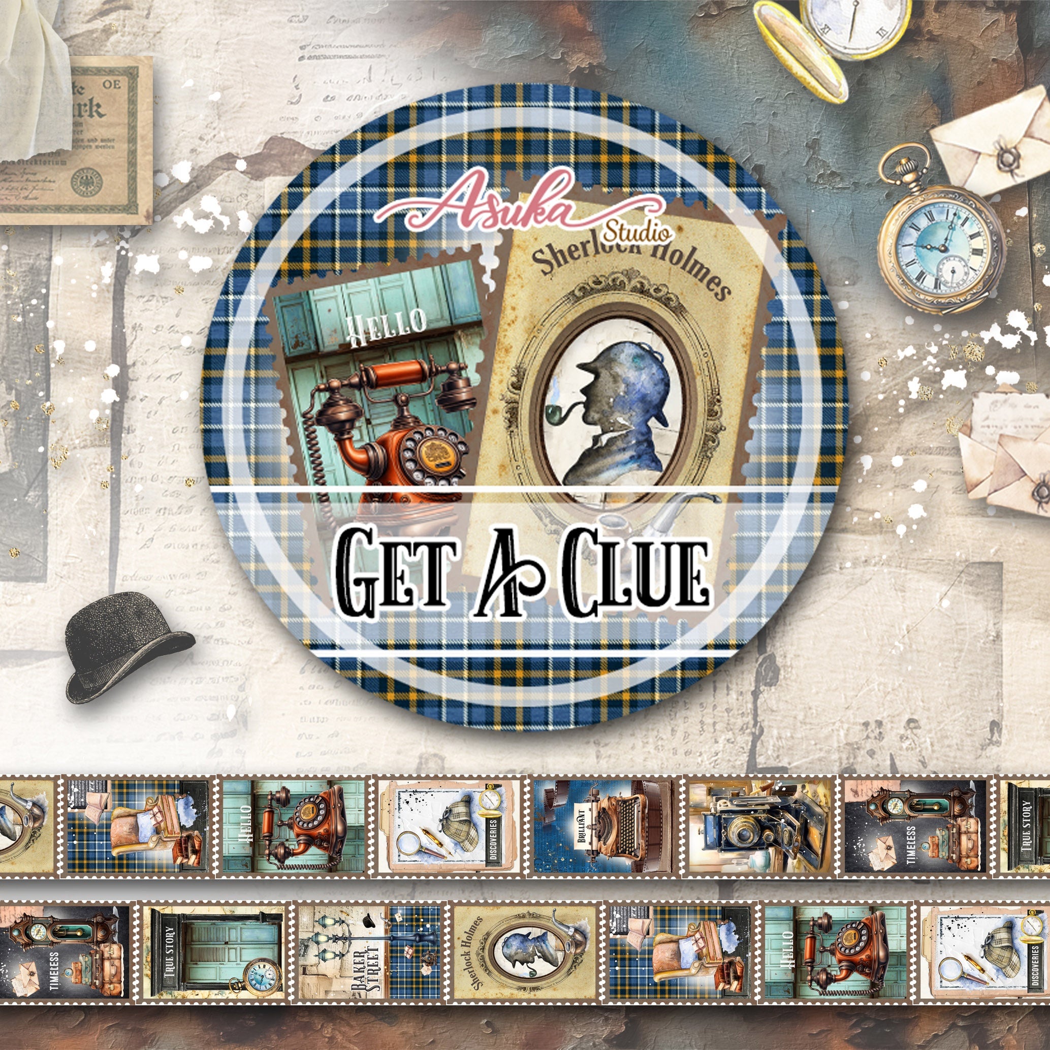 720354DT.jpg Memory Place Asuka Studio GET A CLUE Washi Tape - Image 1