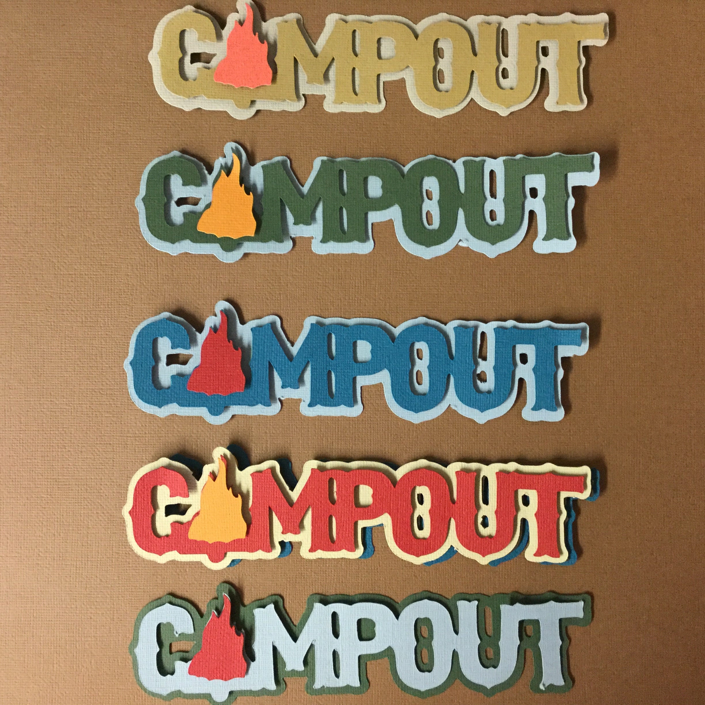 746A2412-2098-41DA-8BA6-366E4563CBEF.jpeg CAMPOUT Camping Custom Scrapbook Die Cuts - Image 1