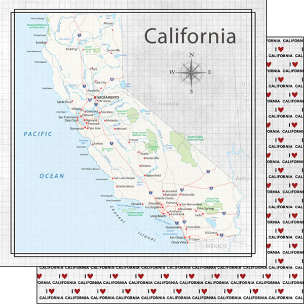 74F2F5CE-17B7-4E5D-90B3-2CAECE7C4733.jpeg CALIFORNIA ADVENTURE MAP Double Sided 12X12 Paper Scrapbook Customs - Image 1