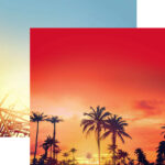 Paper House MAGIC PARK PALMS Sunset 12X12 Scrapbook Sheet