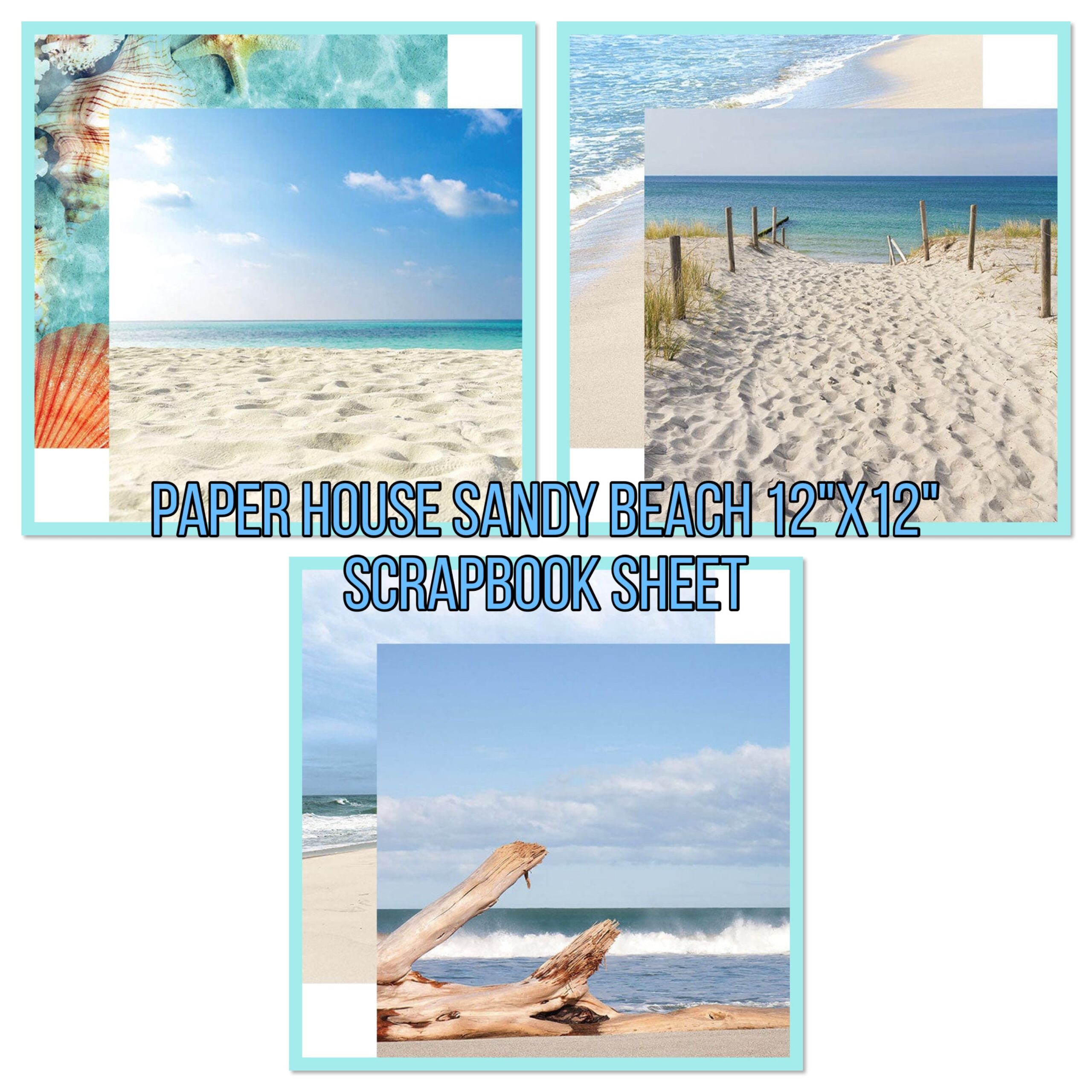 75C4F325-48EC-4FA0-B234-5C6EB7EA3543.jpg Paper House SANDY BEACH 12"X12" Scrapbook Sheet - Image 1