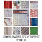 Scrapbooksrus DODGERS BASEBALL 12"X12" Scrapbook Paper Kit 12 Sheets