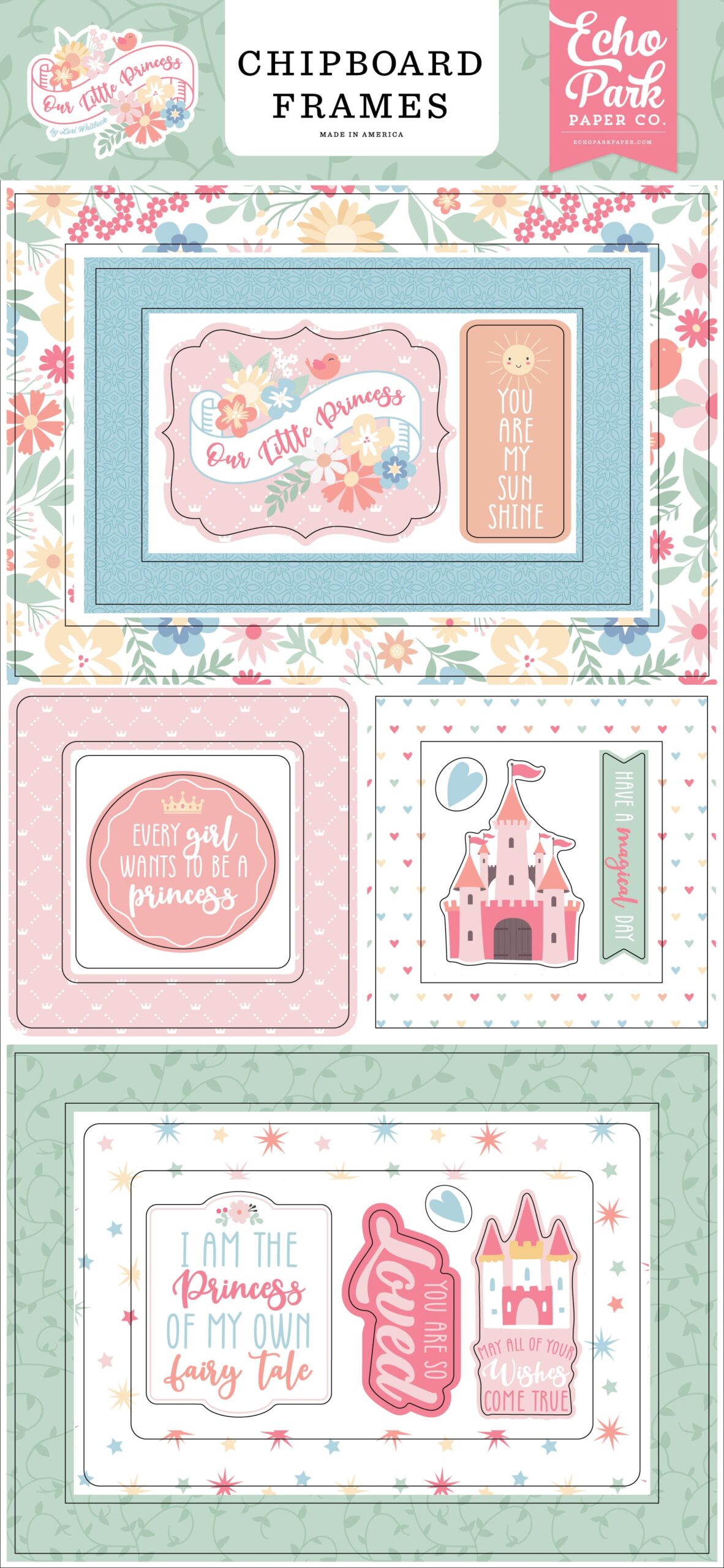 7740873C-D648-45FA-87E0-09B51048538E.jpg Echo Park OUR LITTLE PRINCESS Chipboard Frames 18pc - Image 1