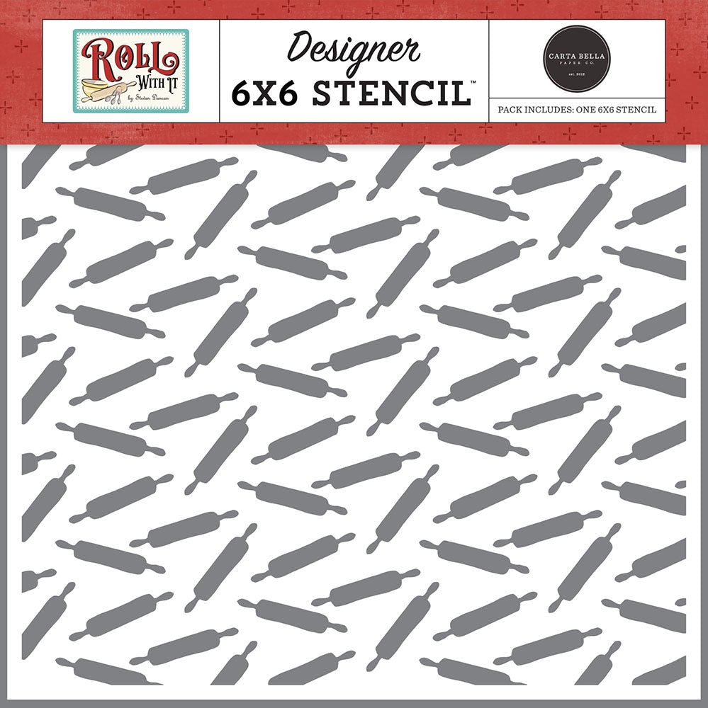 78B4FFCE-D783-486E-9E67-4DAE0281B56D.jpg Carta Bella Roll With It ROLLING PIN STENCIL 6"X6" - Image 1
