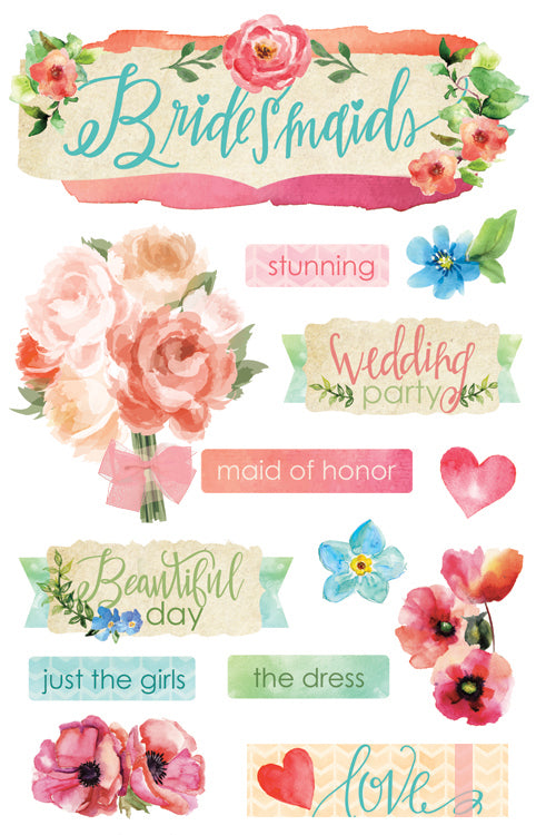 78E157A1-F62E-4D46-980B-6AB96777CD9D.jpg Paper House BRIDESMAIDS 3D Stickers 14pc - Image 1