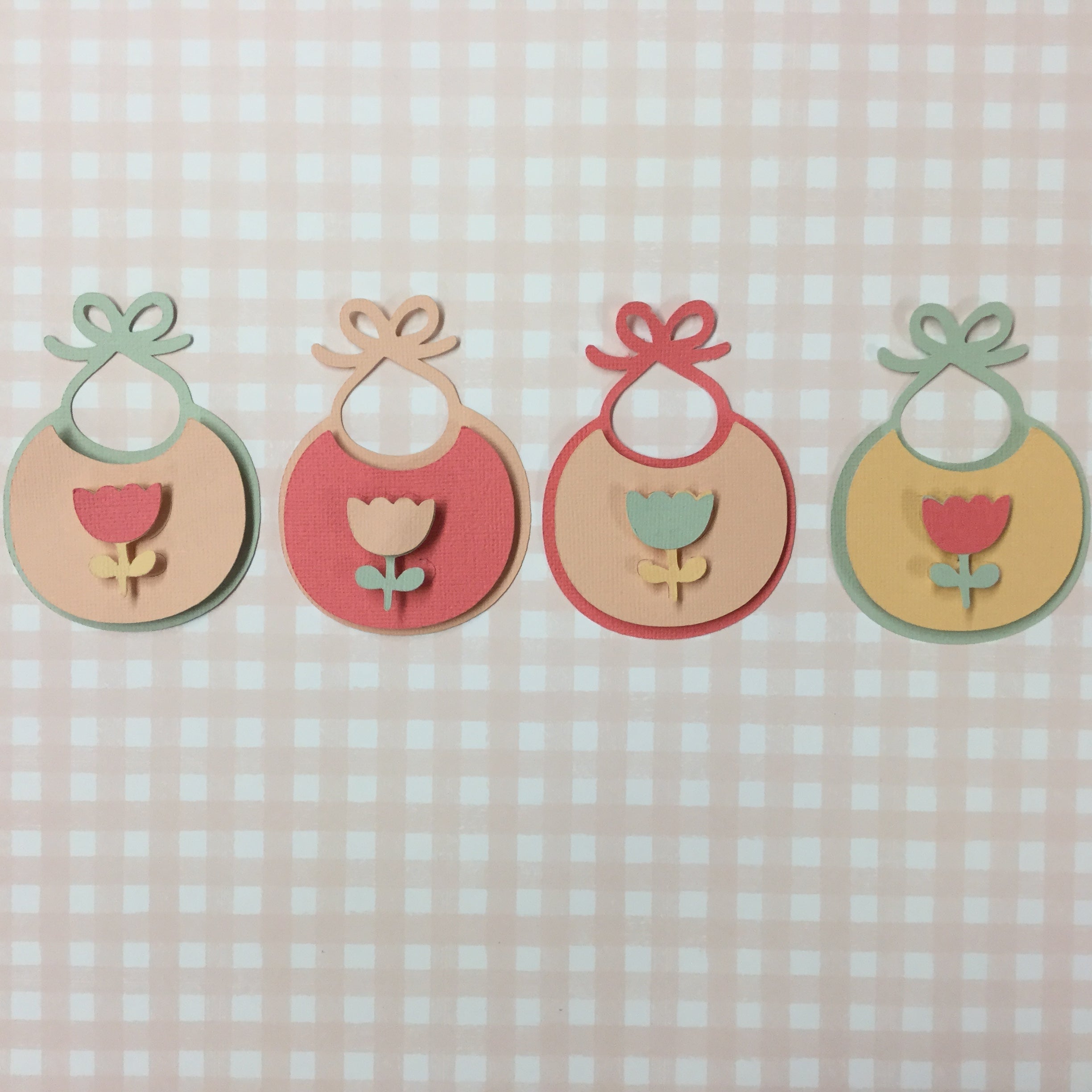 79DE236E-C91B-4E5E-A5A3-792974DBB7D4.jpg Welcome Baby Girl FLORAL BIB Custom Scrapbook Die Cut Embellishment - Image 1