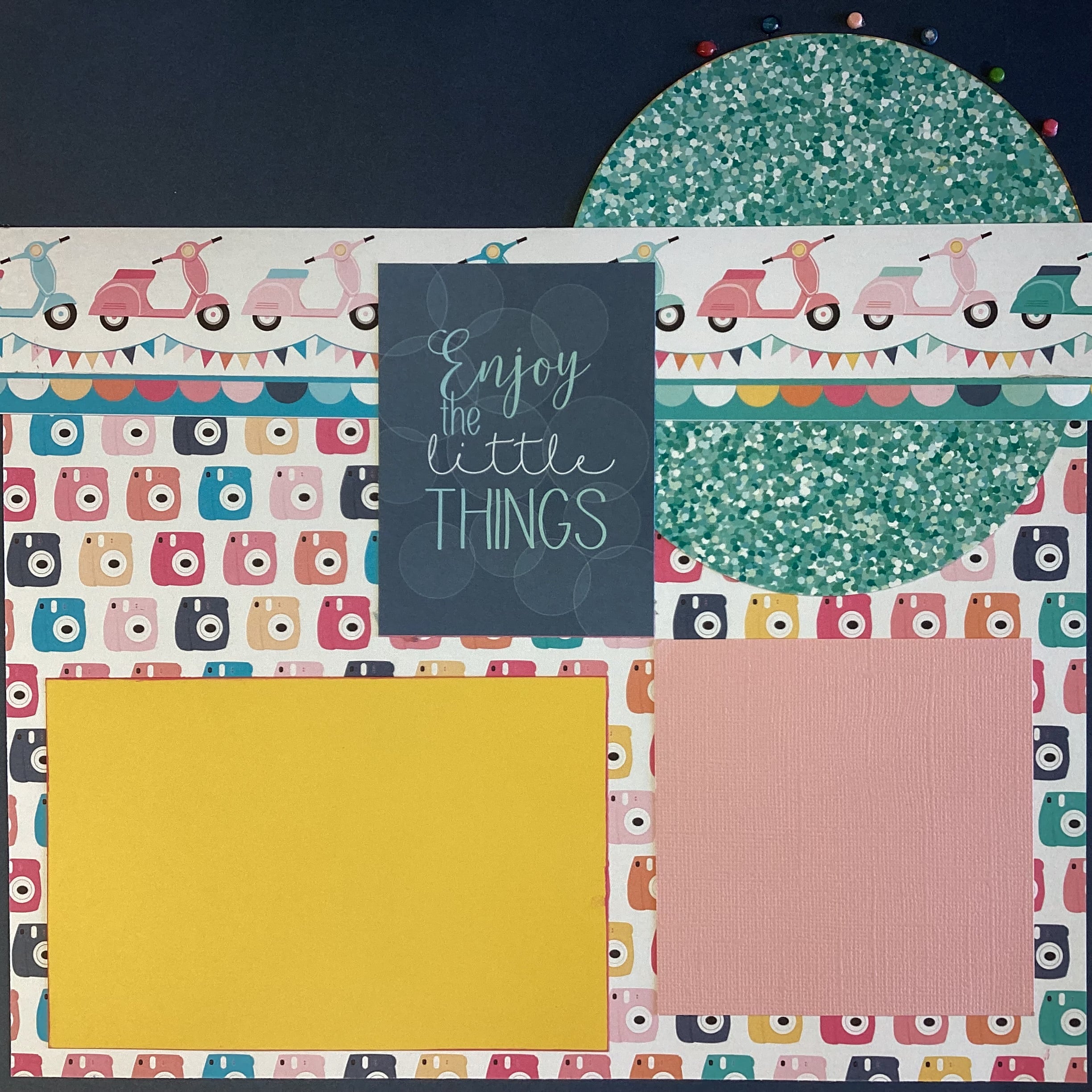 7A28D682-6DC4-42F2-9D57-01C464E9FA93.jpg Premade ENJOY THE LITTLE THINGS 12"x12" Scrapbook Page - Image 1