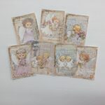 Tags & Ephemera 7pc VINTAGE FLORAL BABY ANGELS