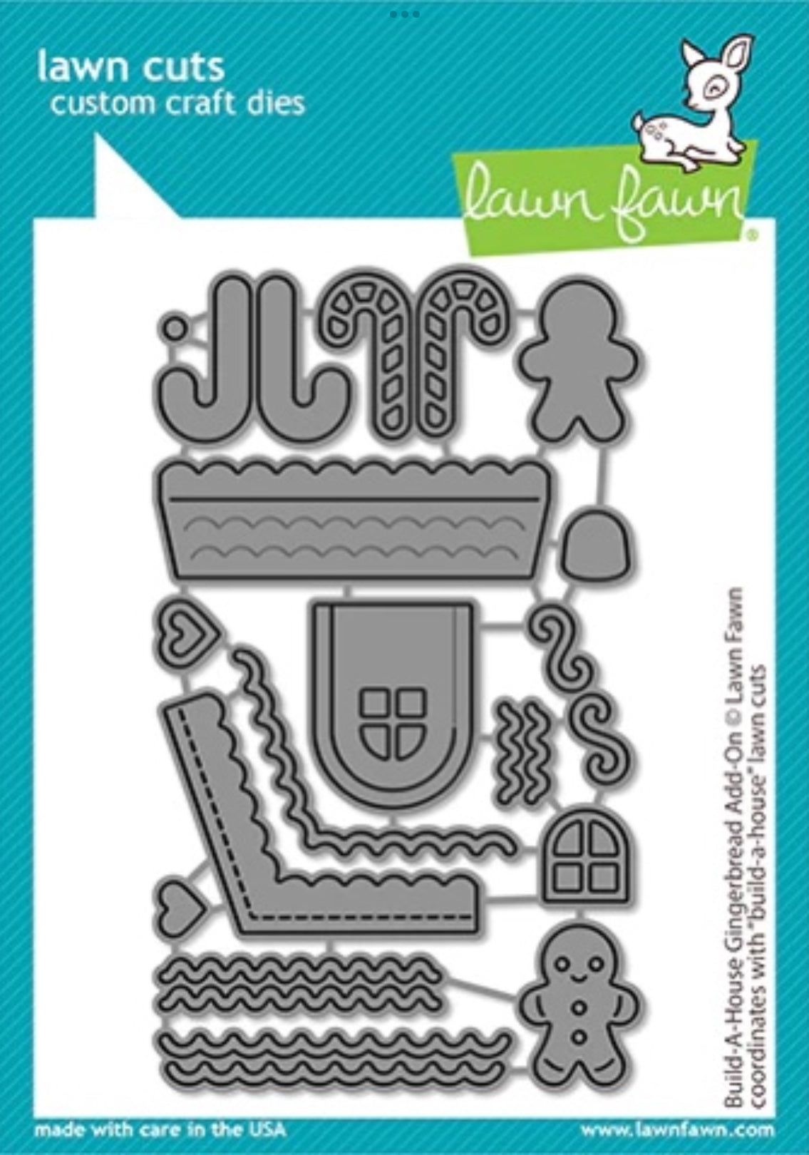 7B55FDDF-1EB1-491B-9FA3-4BDC806021B5.jpg Lawn Fawn Cuts BUILD A HOUSE GINGERBREAD ADD ON Custom Craft Dies - Image 1