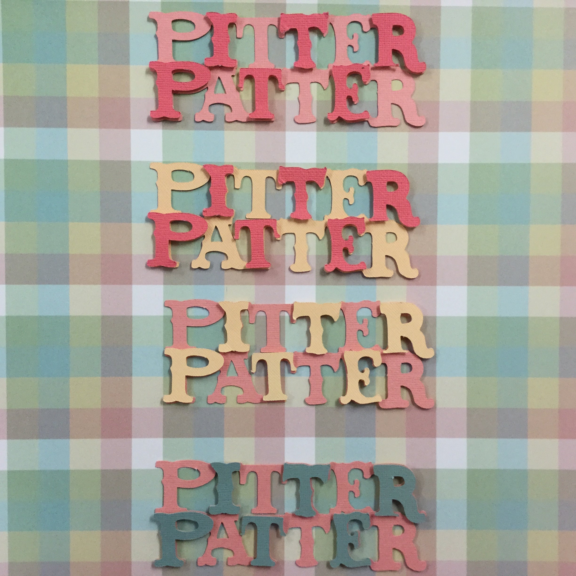 7BC86D3E-C257-4663-90AB-64EC09695294.jpg Welcome Baby Girl PITTER PATTER Custom Scrapbook Die Cut Embellishment - Image 1
