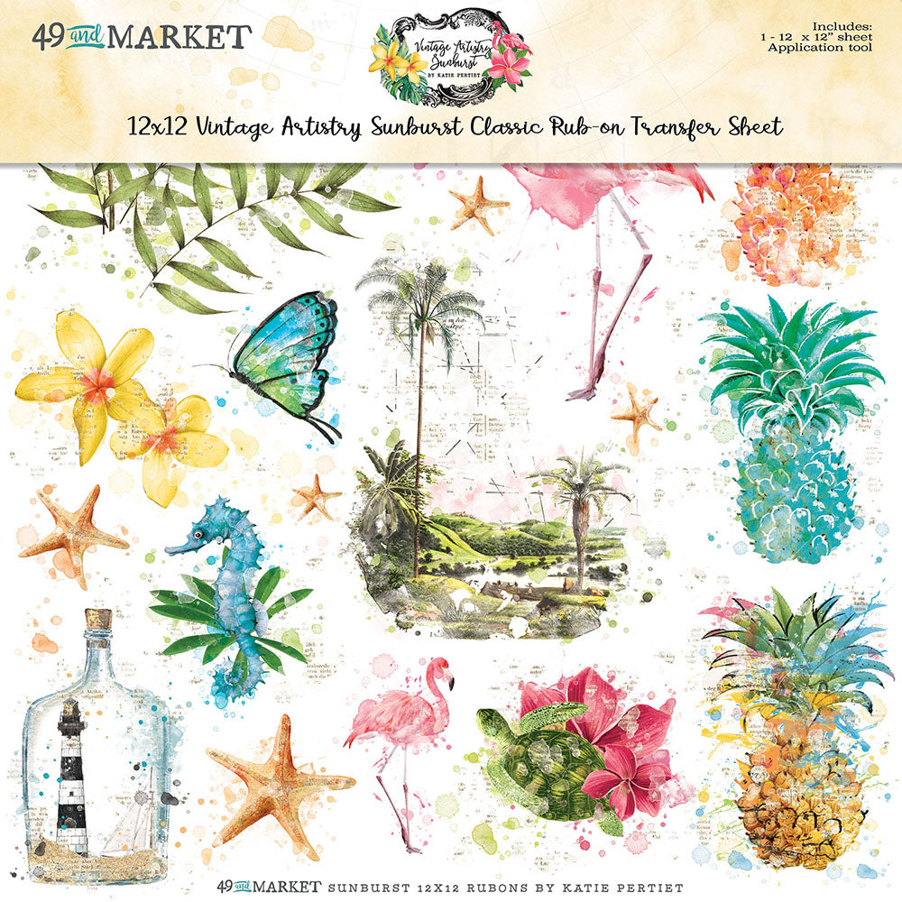 7CB66EB2-3A5F-4C77-9F05-04F03E8ECAD7.jpg 49 and Market 12X12 Vintage Artistry Sunburst CLASSIC RUB-ON Transfer Sheet - Image 1
