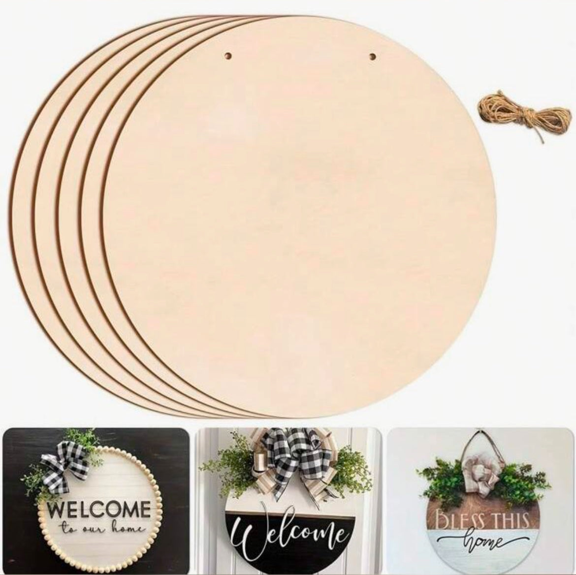 7DD95662-A95F-44FD-B7B8-18C1BF97BFFA.jpg Scrapbooksrus 12” WOOD CIRCLE SIGN Hanging Round Home Decor - Image 1