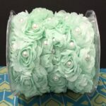 Scrapbooksrus Pearl Ribbon Roses MINT GREEN 1 yard Trim