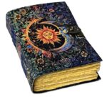 Soft Leather Journal NEON SUN & MOON Spell Book Blank A7 - Image 5