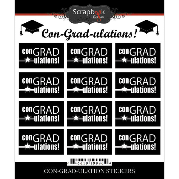 816E2C7B-4404-4E44-97DB-3B4667459A82.jpg Scrapbook Customs CON-GRAD-ULATION Stickers 12pc - Image 1