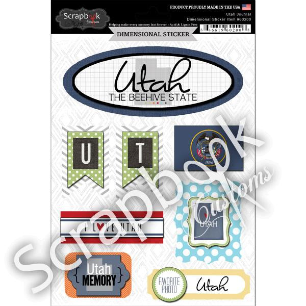 8292EC99-3167-435B-8773-DC2241B07542.jpeg UTAH Journal 3D Scrapbook Stickers 6”x9” 8pc - Image 1