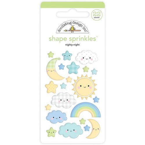 82A35E39-C850-4504-BDF1-6085601ACD91.jpg Doodlebug Special Delivery NIGHTY- NIGHT Shape Sprinkles 22pc. - Image 1