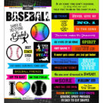 Neon Sports BASEBALL Sticker Scrapbook Customs