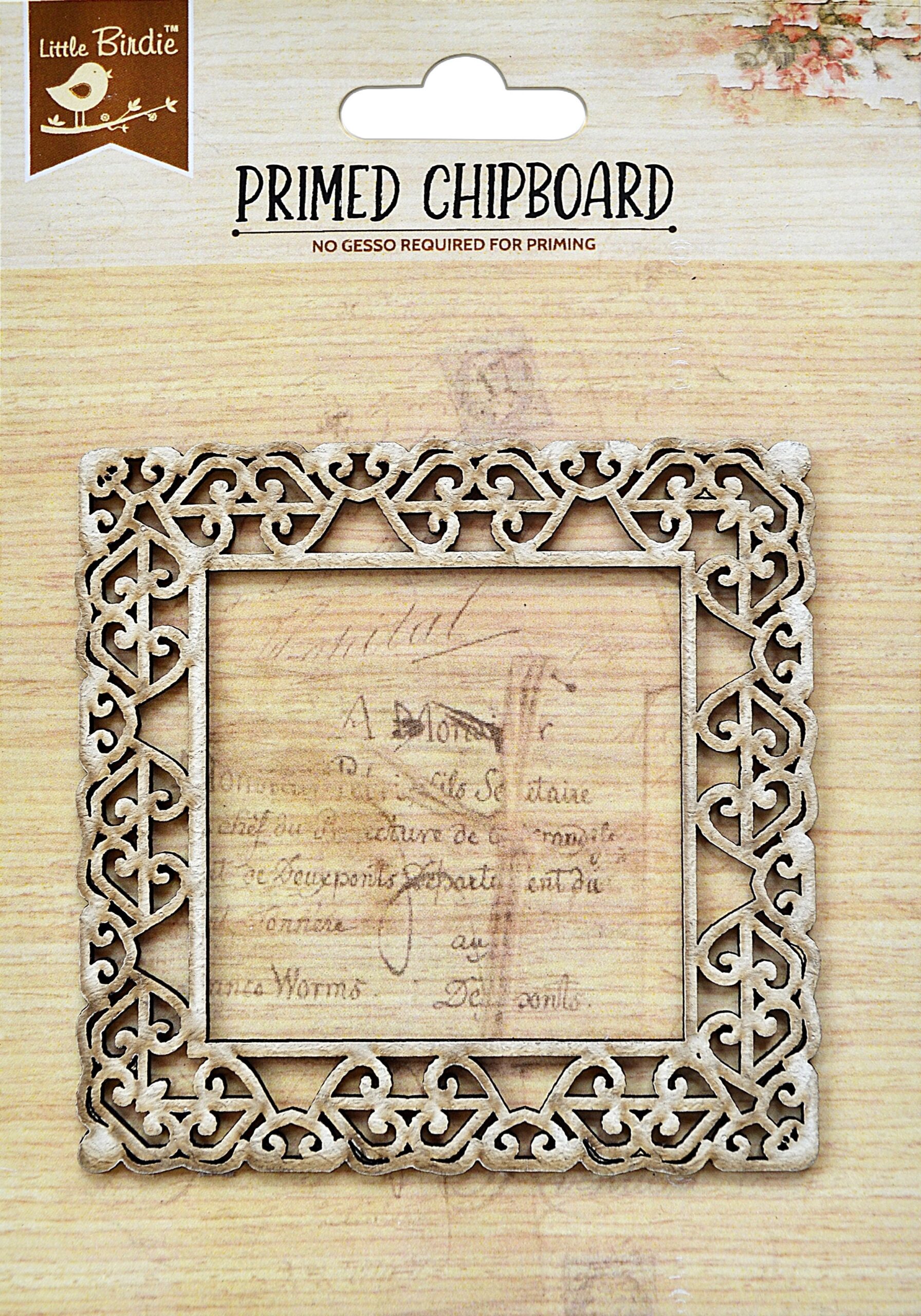 83229602-0DEA-46F8-A494-514D3AAB0B7B.jpg Birdie Primed Chipboard HEART VINE SQUARE FRAME 1pc - Image 1