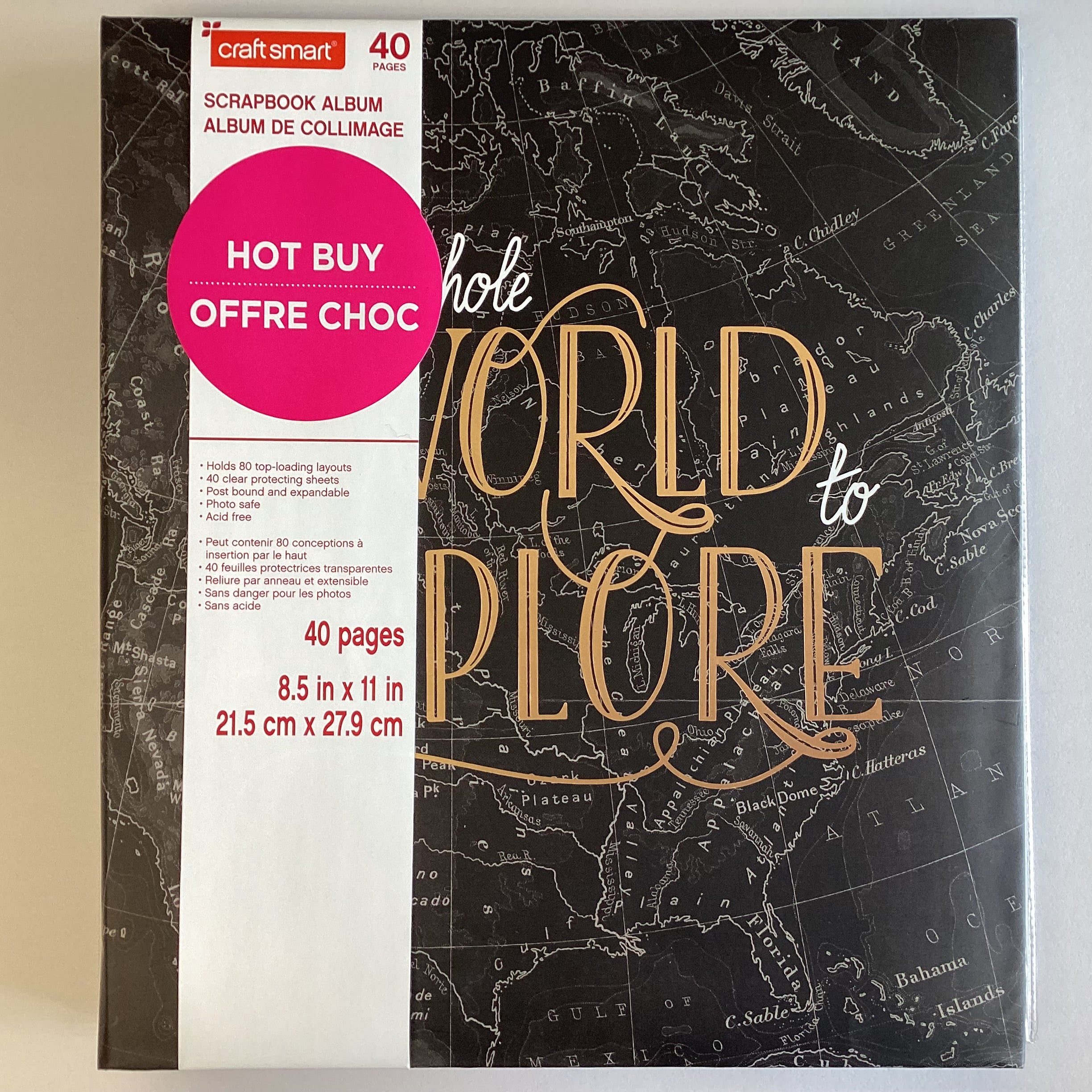 8400EDBB-9044-4BCA-B712-41B01E838606.jpg Postbound Album 8.5"X11” WHOLE WORLD TO EXPLORE Scrapbook Memory Album - Image 1