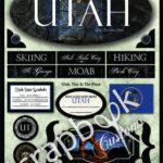 UTAH Travel Scrapbook Stickers 8”x 11” 20pc