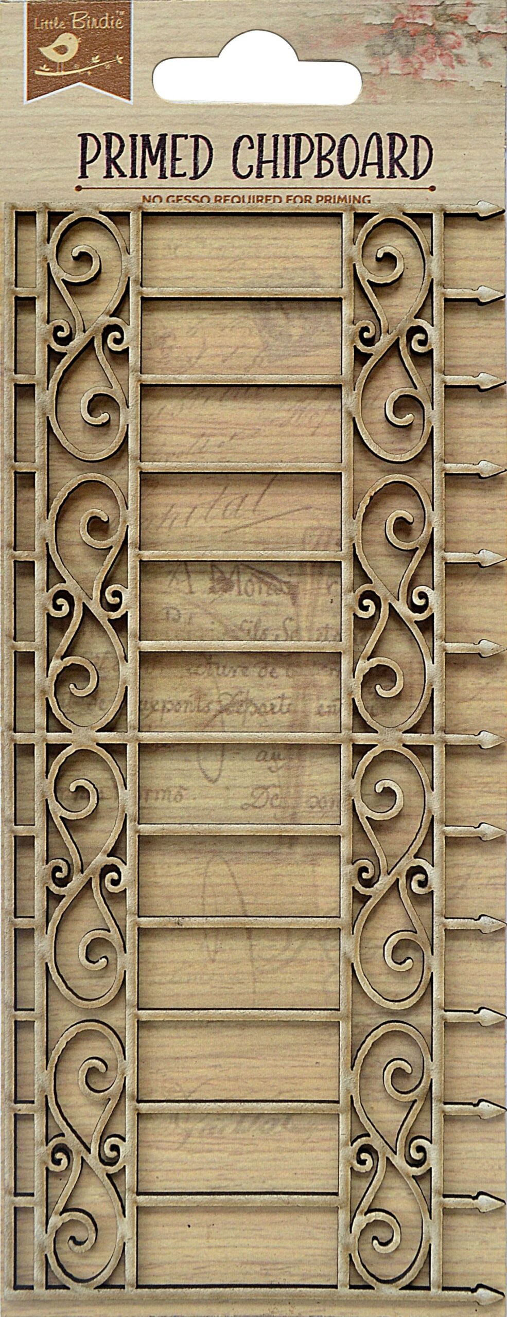 870D0E2E-964E-4B2D-91B5-1FD8B40A9E69.jpg Little Birdie Primed Chipboard FANCY FENCE 1pc - Image 1