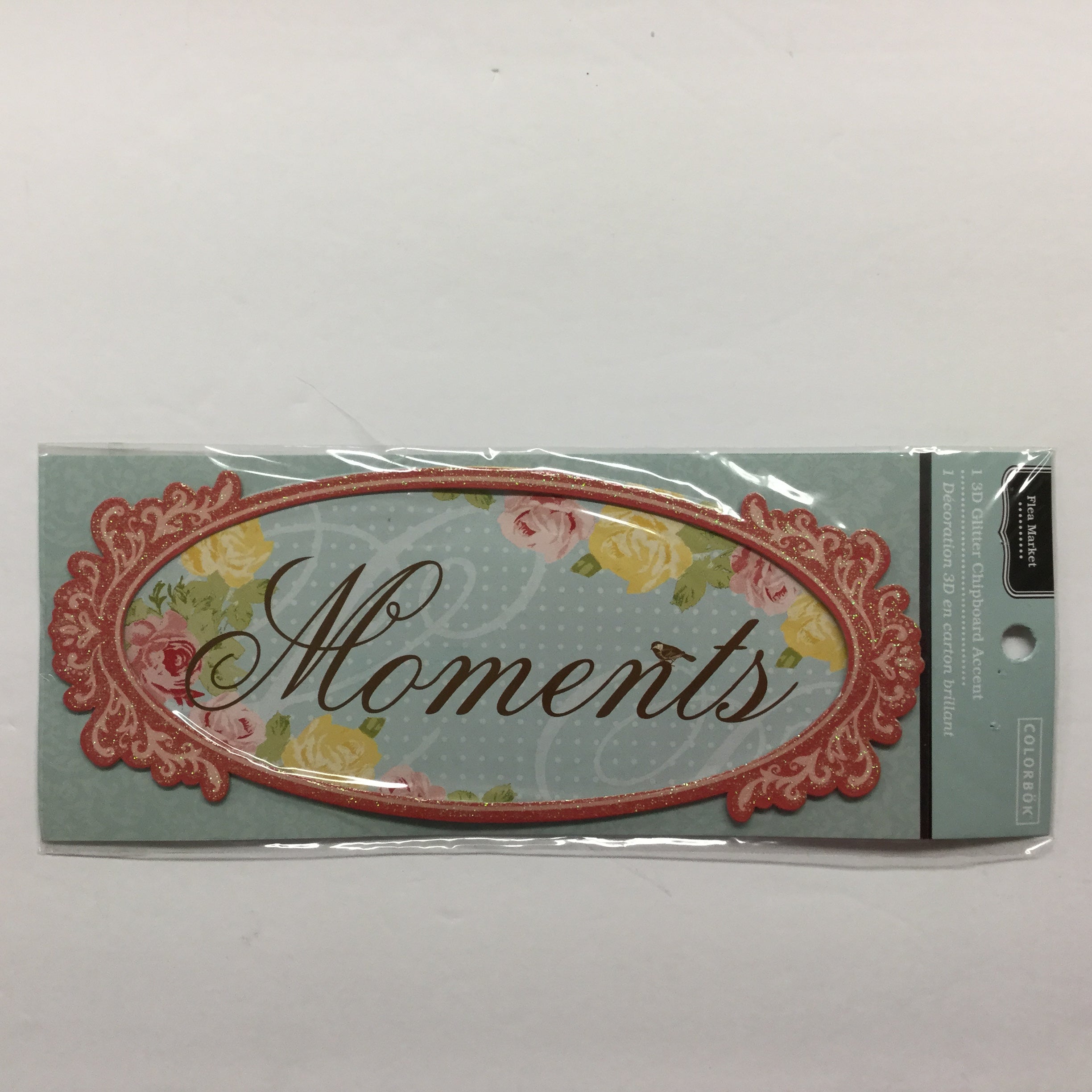 878093A2-60D0-4297-BB4A-BC26D15D421B.jpg Colorbok Flea Market MOMENTS GLITTER CHIPBOARD Accent - Image 1